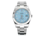 Rolex Datejust with 3235 Movement – Silver Stainless Steel, Ice Blue Dial, Fluted Bezel