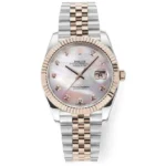 Rolex Datejust 41mm Watch – Two-Tone Stainless Steel and Rose Gold with Pink Dial, Diamond Markers