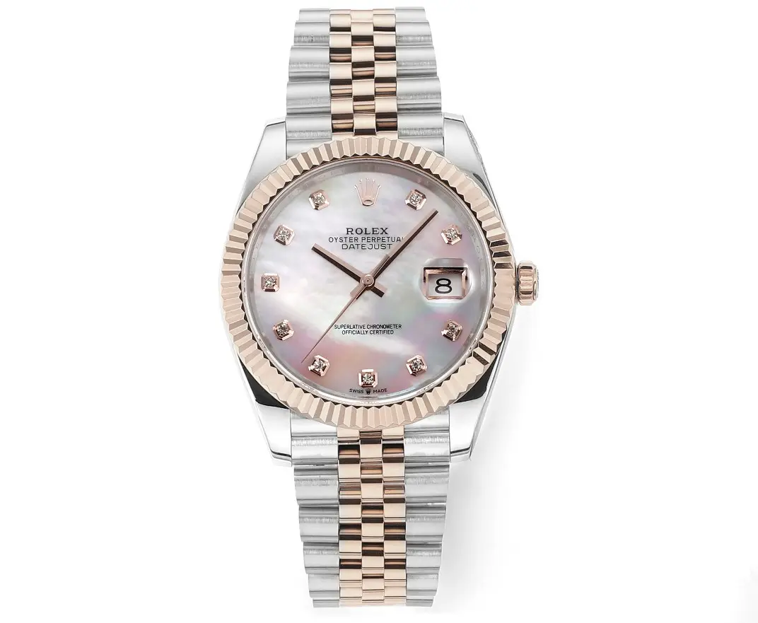 src_0-98.webp Rolex Datejust 41mm Watch – Two-Tone Stainless Steel and Rose Gold with Pink Dial, Diamond Markers - Image 1