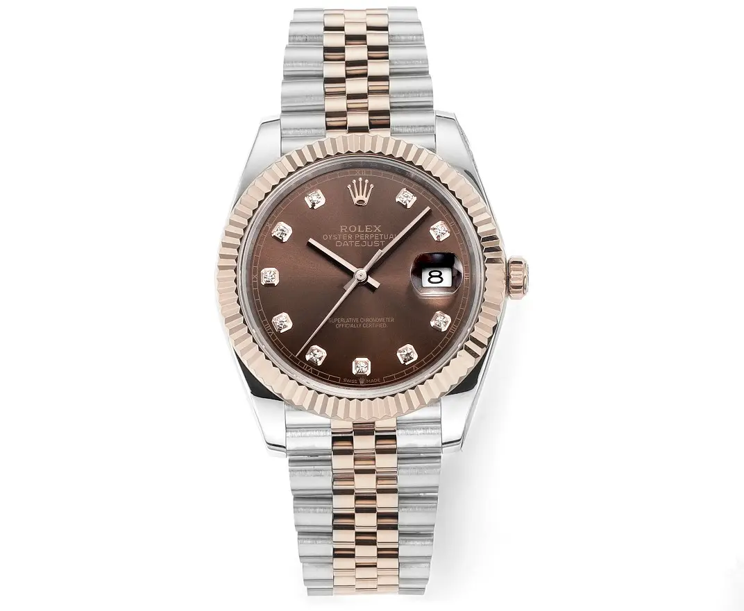 src_0-99.webp Rolex Datejust 41mm Watch – Brown Dial, Two-Tone Steel and Rose Gold, Fluted Bezel - Image 1