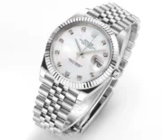 Rolex Datejust 41mm Silver Stainless Steel Watch with Diamond Dial, Fluted Bezel - Image 2