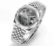 Rolex Datejust 41mm Watch – Silver with Grey Dial, Fluted Bezel - Image 2