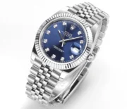 Rolex Datejust 41mm Watch – Silver with Blue Dial, Diamond Markers - Image 2