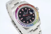 Rolex Submariner Rainbow Bezel Watch – Black Dial with Pink Markers, 40mm Stainless Steel Case - Image 2