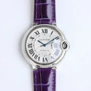 Cartier Ballon Bleu 1450 Purple Leather Watch
