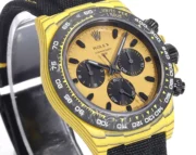 Rolex Daytona Carbon Fiber Night Glow Case Watch – Yellow with Black Strap - Image 2