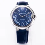 Cartier Ballon Bleu 42mm Blue Leather Watch