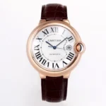 Cartier Ballon Bleu 42mm Rose Gold Brown Leather