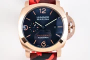 Panerai Luminor Marina Automatic Men’s Watch – Red Camo Rubber Strap, Rose Gold Case, 45mm - Image 8