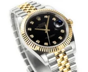 Rolex Datejust 41mm Watch – Two-Tone Steel and Gold with Black Diamond Dial - Image 3
