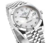 Rolex Datejust 41mm Silver Stainless Steel Watch with Diamond Dial, Fluted Bezel - Image 3