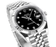 Rolex Datejust 41mm Watch – Silver with Black Dial, Diamond Markers - Image 3