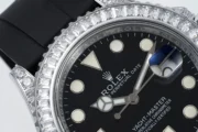Rolex Yacht-Master 42mm Black Dial Diamond Bezel Rubber Strap Watch - Image 3
