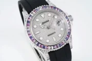 Rolex Yacht-Master 42mm Platinum Case Watch with Diamond & Amethyst Bezel and Black Rubber Strap - Image 3