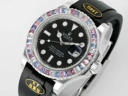 Rolex Yacht-Master “Heavy Edition” – Black Dial with Rainbow Bezel, Rubber Strap - Image 3