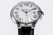Cartier Ballon Bleu 42mm Silver Black Leather - Image 4