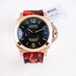 Panerai Luminor Marina Automatic Men’s Watch – Red Camo Rubber Strap, Rose Gold Case, 45mm