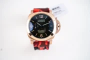 Panerai Luminor Marina Automatic Men’s Watch – Red Camo Rubber Strap, Rose Gold Case, 45mm
