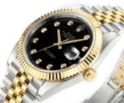 Rolex Datejust 41mm Watch – Two-Tone Steel and Gold with Black Diamond Dial - Image 4