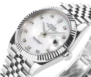 Rolex Datejust 41mm Silver Stainless Steel Watch with Diamond Dial, Fluted Bezel - Image 4
