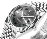Rolex Datejust 41mm Watch – Silver with Grey Dial, Fluted Bezel - Image 4