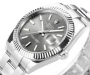 Rolex Datejust 41mm Watch – Silver Fluted Bezel, Grey Dial, Stainless Steel Bracelet Rolex - Image 4