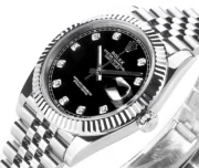 Rolex Datejust 41mm Watch – Silver with Black Dial, Diamond Markers - Image 4