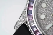 Rolex Yacht-Master 42mm Platinum Case Watch with Diamond & Amethyst Bezel and Black Rubber Strap - Image 4