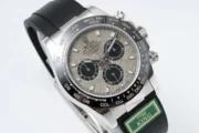 Rolex Daytona Cosmograph Watch – Silver Dial, Black Rubber Strap - Image 4