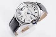 Cartier Ballon Bleu 42mm Silver Black Leather - Image 7