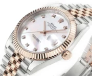 Rolex Datejust 41mm Watch – Two-Tone Stainless Steel and Rose Gold with Pink Dial, Diamond Markers - Image 4