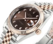 Rolex Datejust 41mm Watch – Brown Dial, Two-Tone Steel and Rose Gold, Fluted Bezel - Image 4