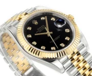 Rolex Datejust 41mm Watch – Two-Tone Steel and Gold with Black Diamond Dial - Image 5
