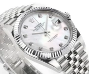 Rolex Datejust 41mm Silver Stainless Steel Watch with Diamond Dial, Fluted Bezel - Image 5