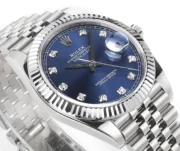 Rolex Datejust 41mm Watch – Silver with Blue Dial, Diamond Markers - Image 5