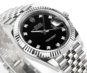Rolex Datejust 41mm Watch – Silver with Black Dial, Diamond Markers - Image 5