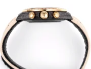 Rolex Daytona Custom Carbon Fiber Night Glow Case Watch – Black with Rainbow Bezel, Beige Strap - Image 5