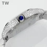 Cartier Santos Full Diamond Watch Silver - Image 9
