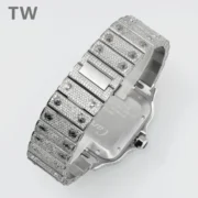 Cartier Santos Full Diamond Bezel Silver Watch - Image 5