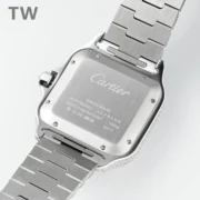Cartier Santos Full Diamond Bezel Silver Watch - Image 4