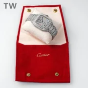 Cartier Santos Full Diamond Bezel Silver Watch - Image 3
